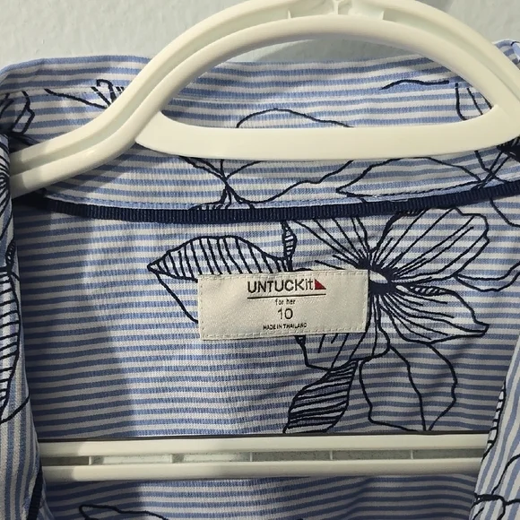 UNTUCKit Blue Floral Striped Shirt Dress - Picture 3 of 6